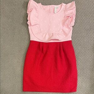 Janie and Jack Two-Tone Pink and Red Ruffle Dress